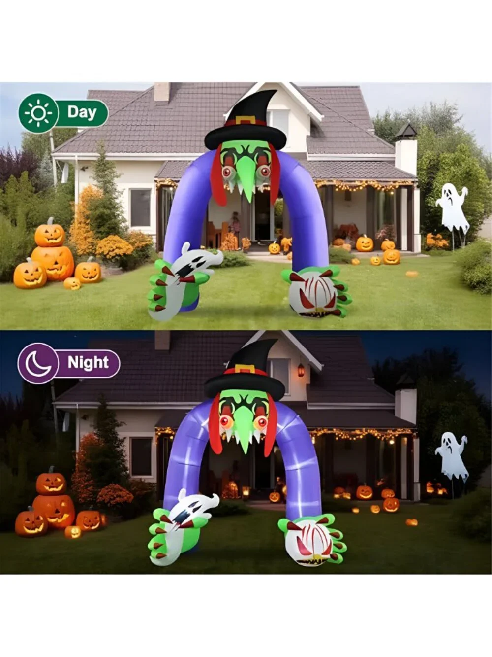 Halloween Inflatables Giant 11Ft Tall Creepy Witch Arch Outdoor Decorations